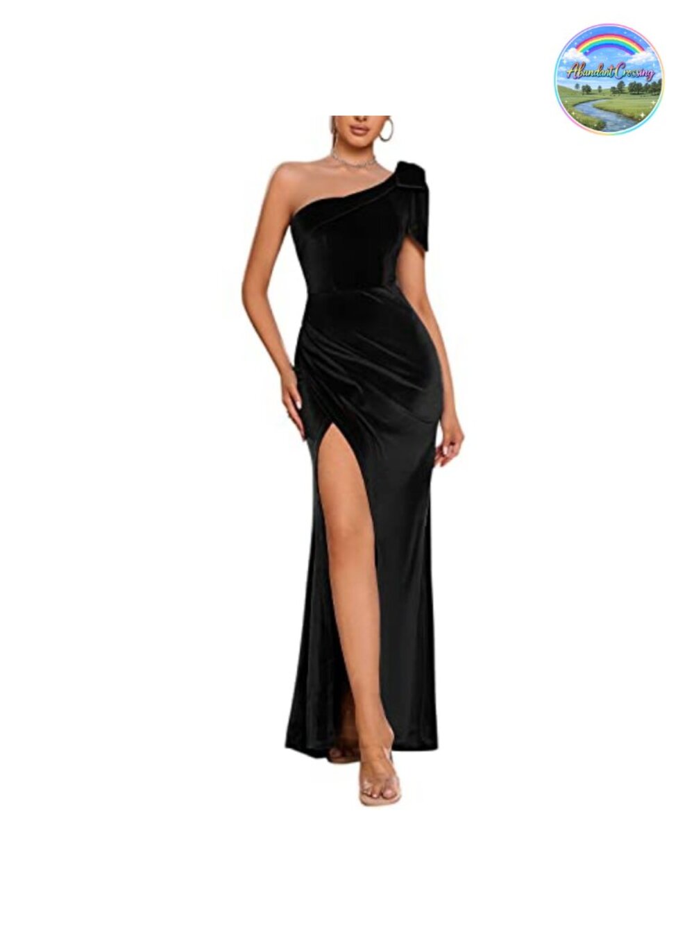 Sparkly Sequin One Shoulder Sleeveless High Split Maxi Evening Dress